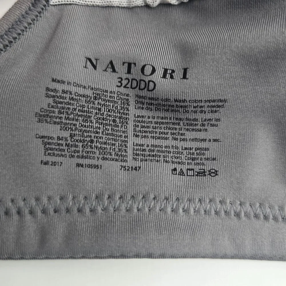 Natori Zen Contour Sports Bra 32DDD Gray Underwire